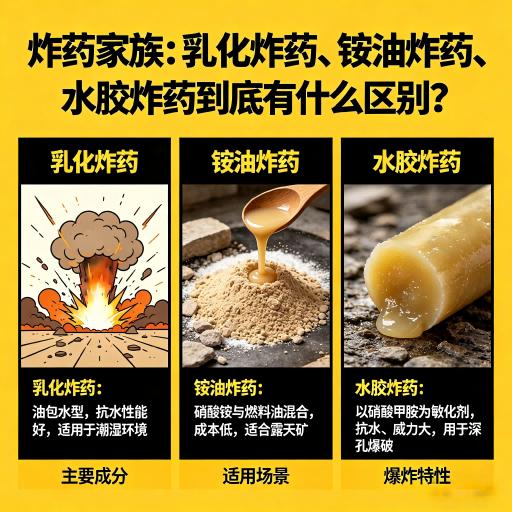 大茂镇炸药家族：乳化炸药、铵油炸药、水胶炸药到底有什么区别？